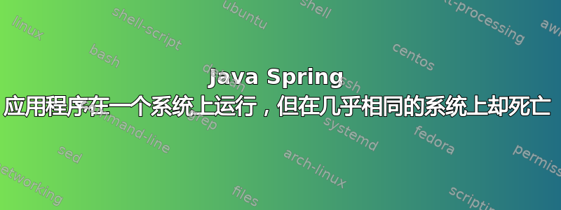 Java Spring 应用程序在一个系统上运行，但在几乎相同的系统上却死亡