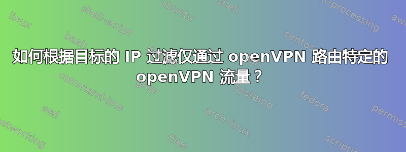 如何根据目标的 IP 过滤仅通过 openVPN 路由特定的 openVPN 流量？