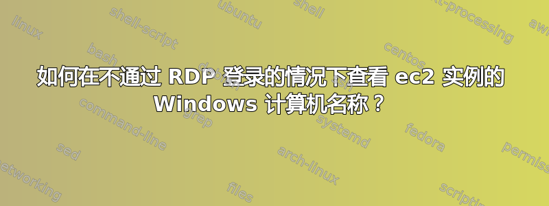 如何在不通过 RDP 登录的情况下查看 ec2 实例的 Windows 计算机名称？