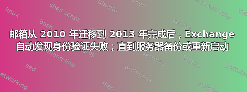 邮箱从 2010 年迁移到 2013 年完成后，Exchange 自动发现身份验证失败；直到服务器备份或重新启动