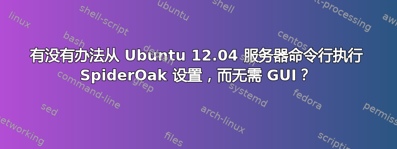 有没有办法从 Ubuntu 12.04 服务器命令行执行 SpiderOak 设置，而无需 GUI？