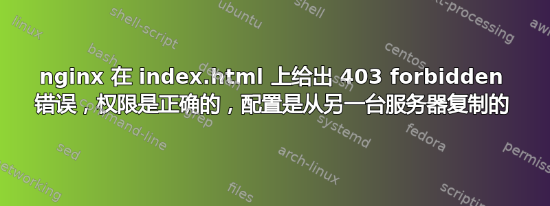 nginx 在 index.html 上给出 403 forbidden 错误，权限是正确的，配置是从另一台服务器复制的