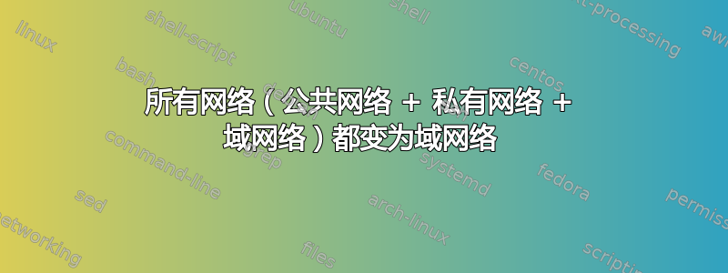 所有网络（公共网络 + 私有网络 + 域网络）都变为域网络