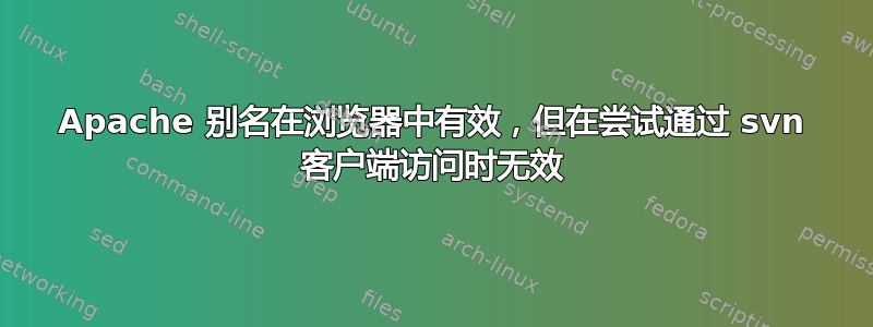 Apache 别名在浏览器中有效，但在尝试通过 svn 客户端访问时无效