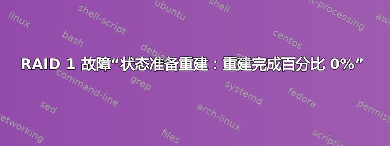 RAID 1 故障“状态准备重建：重建完成百分比 0%”