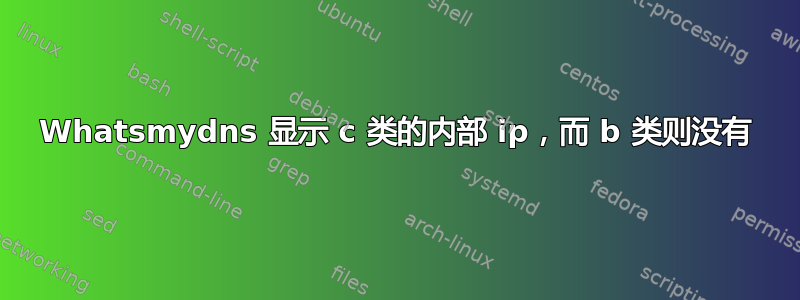 Whatsmydns 显示 c 类的内部 ip，而 b 类则没有