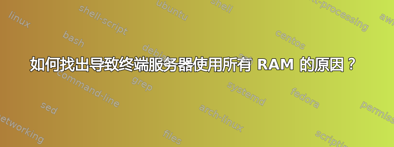 如何找出导致终端服务器使用所有 RAM 的原因？