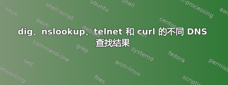 dig、nslookup、telnet 和 curl 的不同 DNS 查找结果