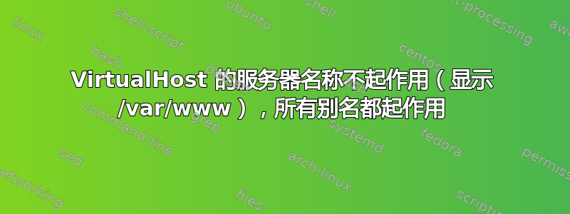 VirtualHost 的服务器名称不起作用（显示 /var/www），所有别名都起作用