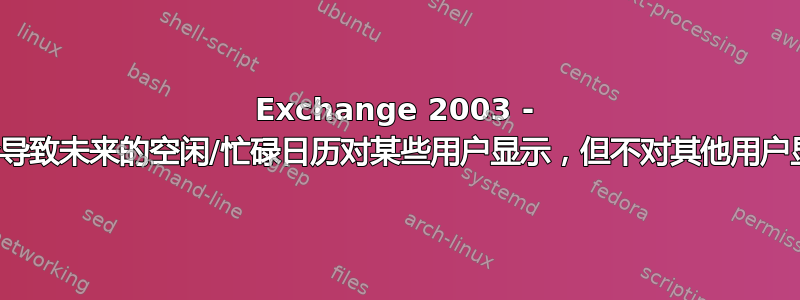 Exchange 2003 - 什么会导致未来的空闲/忙碌日历对某些用户显示，但不对其他用户显示？