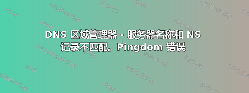 DNS 区域管理器 - 服务器名称和 NS 记录不匹配。Pingdom 错误