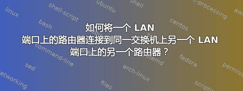 如何将一个 LAN 端口上的路由器连接到同一交换机上另一个 LAN 端口上的另一个路由器？