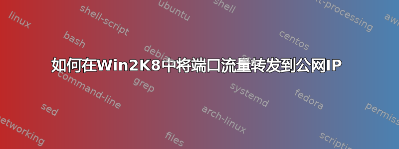 如何在Win2K8中将端口流量转发到公网IP