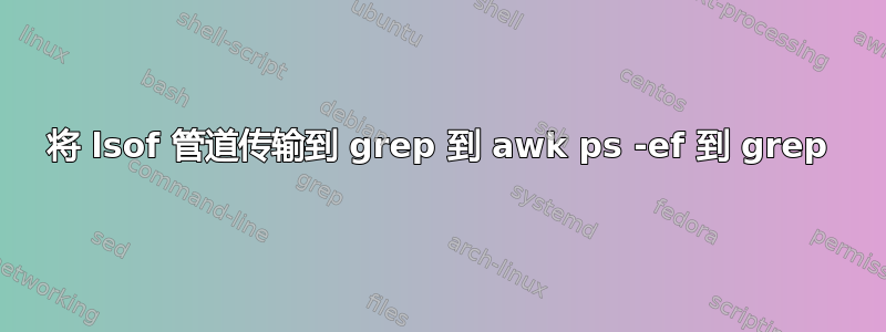 将 lsof 管道传输到 grep 到 awk ps -ef 到 grep