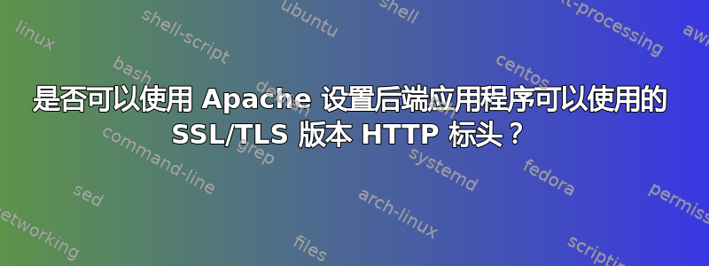 是否可以使用 Apache 设置后端应用程序可以使用的 SSL/TLS 版本 HTTP 标头？