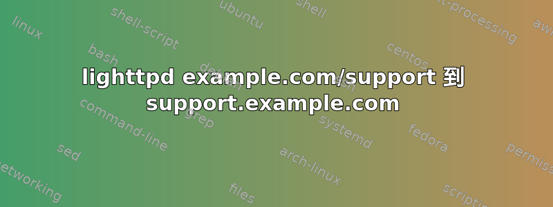 lighttpd example.com/support 到 support.example.com