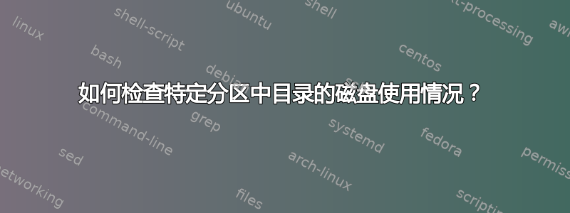 如何检查特定分区中目录的磁盘使用情况？