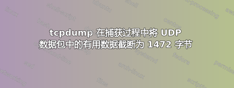 tcpdump 在捕获过程中将 UDP 数据包中的有用数据截断为 1472 字节