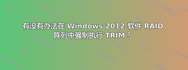 有没有办法在 Windows 2012 软件 RAID 阵列中强制执行 TRIM？