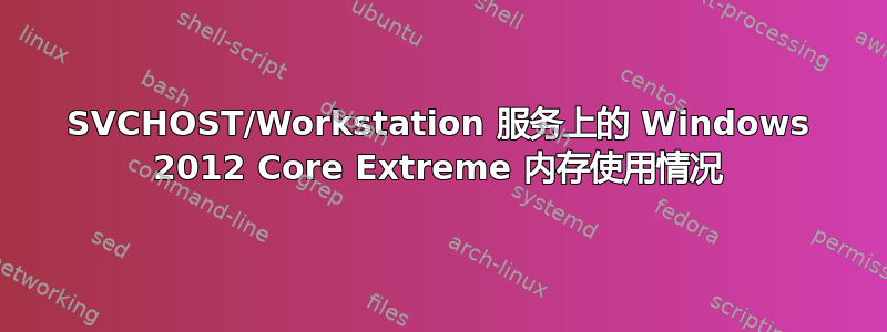 SVCHOST/Workstation 服务上的 Windows 2012 Core Extreme 内存使用情况