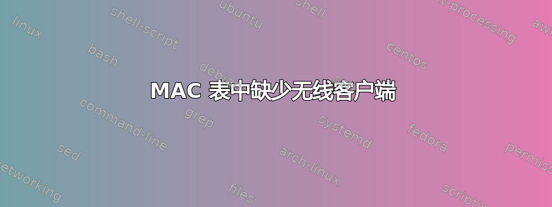 MAC 表中缺少无线客户端