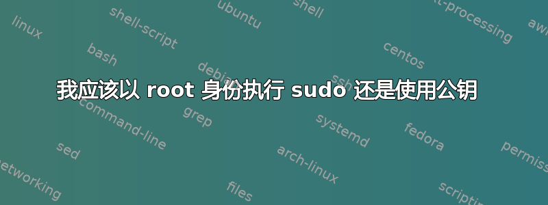 我应该以 root 身份执行 sudo 还是使用公钥 