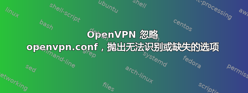 OpenVPN 忽略 openvpn.conf，抛出无法识别或缺失的选项