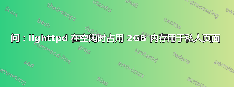 问：lighttpd 在空闲时占用 2GB 内存用于私人页面