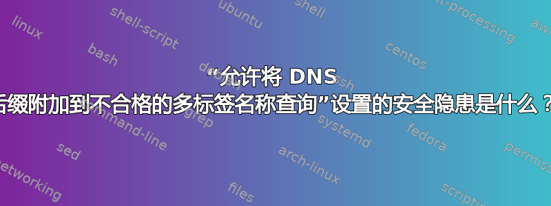 “允许将 DNS 后缀附加到不合格的多标签名称查询”设置的安全隐患是什么？