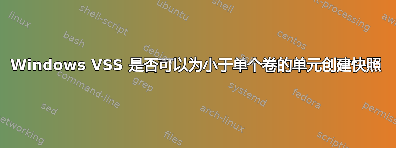 Windows VSS 是否可以为小于单个卷的单元创建快照