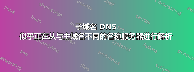 子域名 DNS 似乎正在从与主域名不同的名称服务器进行解析