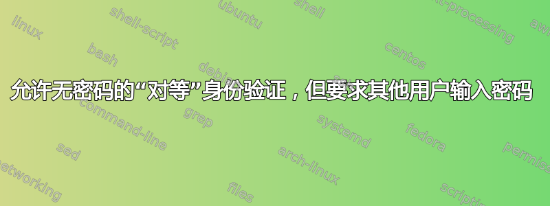 允许无密码的“对等”身份验证，但要求其他用户输入密码