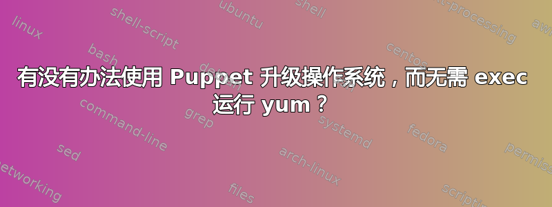 有没有办法使用 Puppet 升级操作系统，而无需 exec 运行 yum？