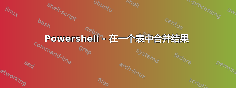 Powershell - 在一个表中合并结果