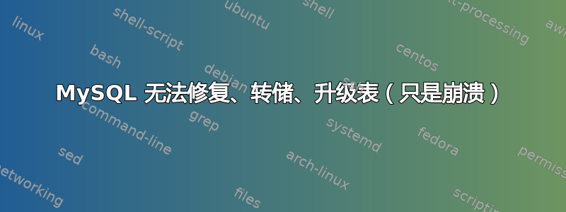 MySQL 无法修复、转储、升级表（只是崩溃）