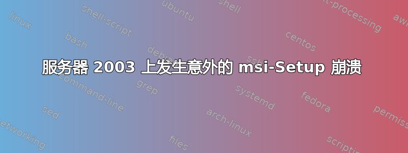 服务器 2003 上发生意外的 msi-Setup 崩溃