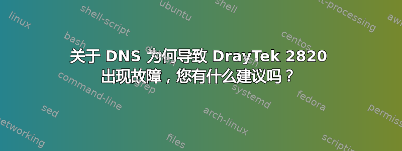 关于 DNS 为何导致 DrayTek 2820 出现故障，您有什么建议吗？