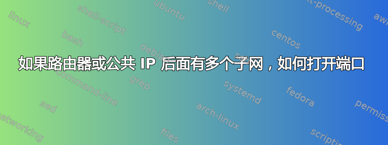 如果路由器或公共 IP 后面有多个子网，如何打开端口