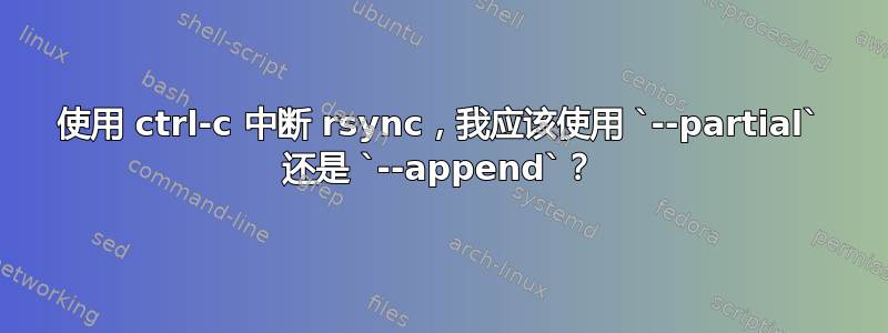 使用 ctrl-c 中断 rsync，我应该使用 `--partial` 还是 `--append`？