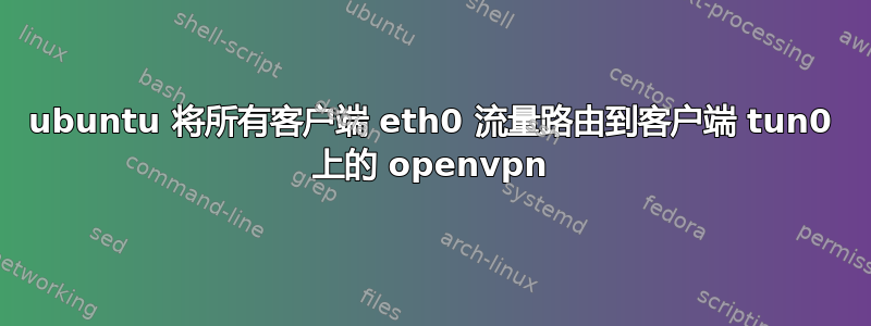 ubuntu 将所有客户端 eth0 流量路由到客户端 tun0 上的 openvpn