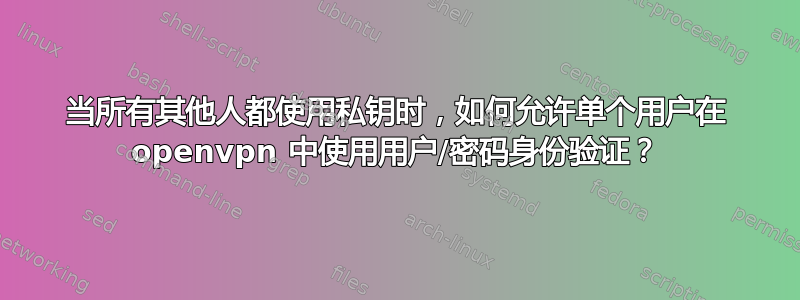 当所有其他人都使用私钥时，如何允许单个用户在 openvpn 中使用用户/密码身份验证？