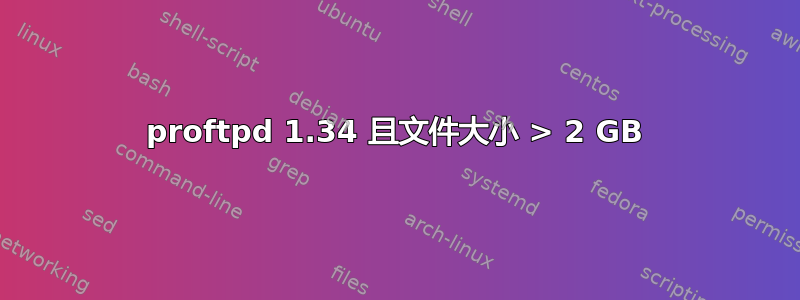 proftpd 1.34 且文件大小 > 2 GB