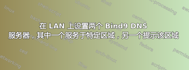 在 LAN 上设置两个 Bind9 DNS 服务器，其中一个服务于特定区域，另一个提示该区域