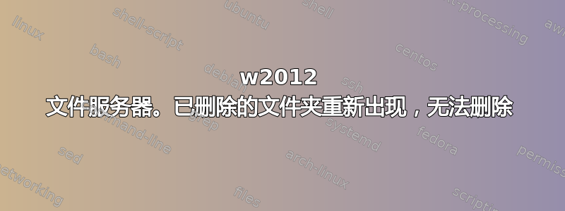 w2012 文件服务器。已删除的文件夹重新出现，无法删除