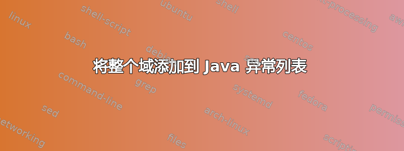 将整个域添加到 Java 异常列表