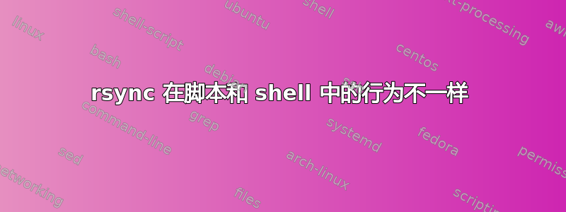 rsync 在脚本和 shell 中的行为不一样