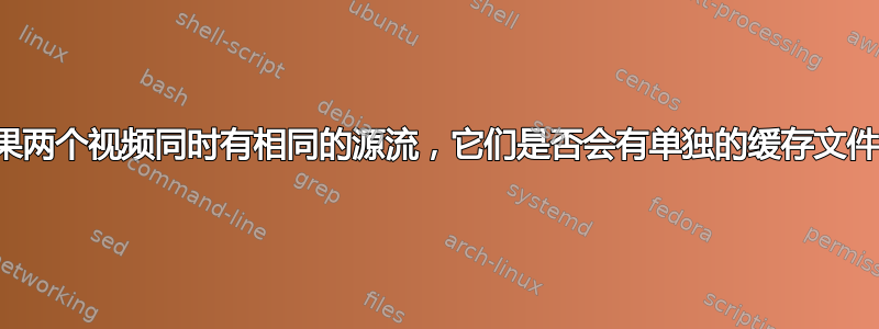 如果两个视频同时有相同的源流，它们是否会有单独的缓存文件？