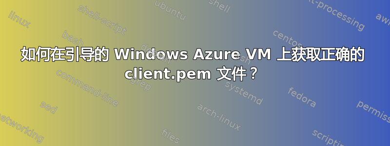 如何在引导的 Windows Azure VM 上获取正确的 client.pem 文件？