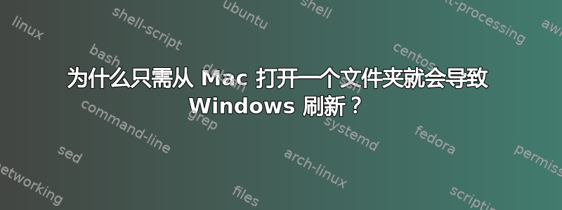 为什么只需从 Mac 打开一个文件夹就会导致 Windows 刷新？