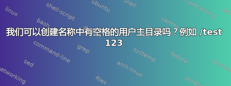 我们可以创建名称中有空格的用户主目录吗？例如 /test 123